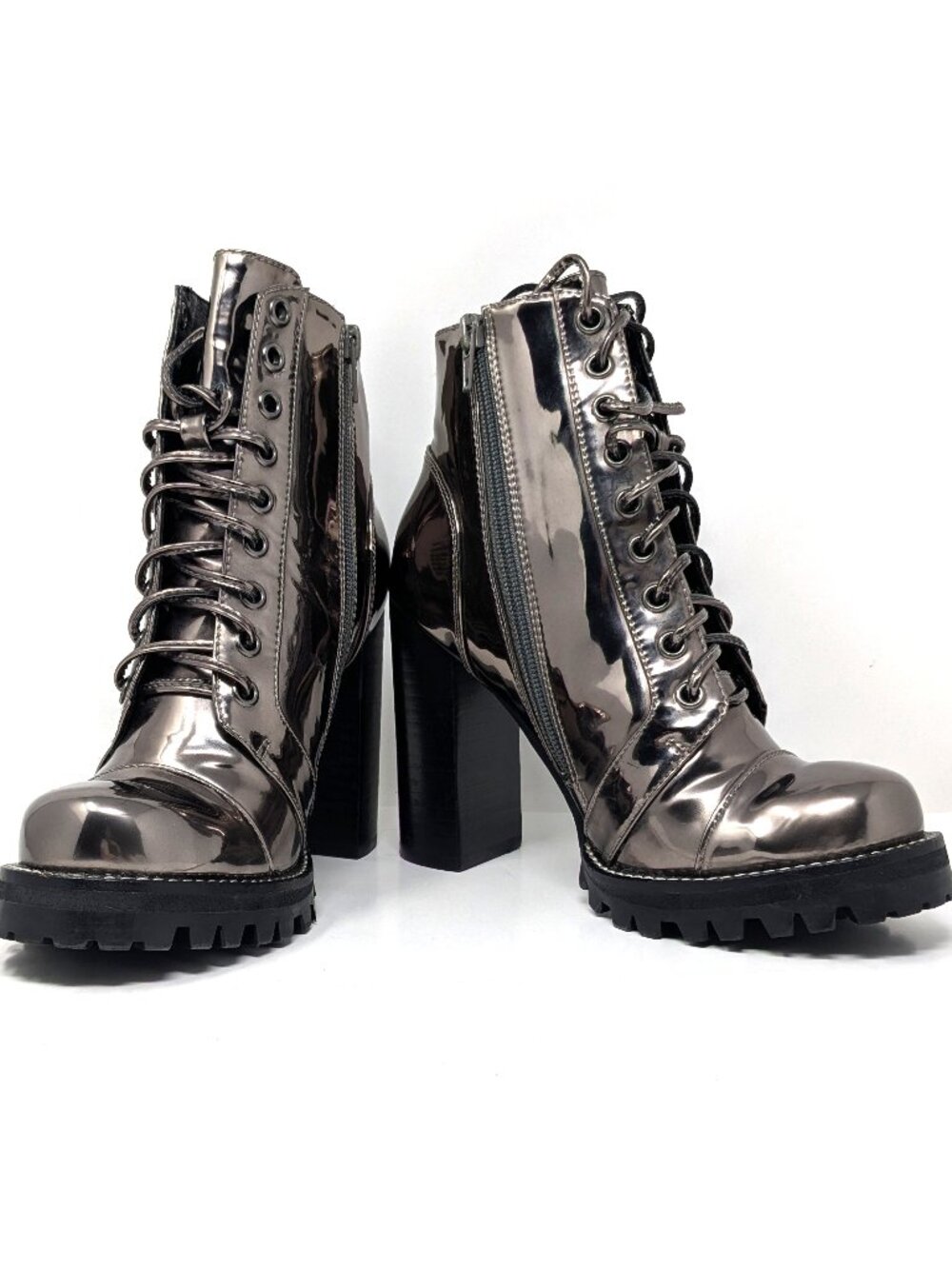 Jeffrey Campbell Ankle boots Metallic Pewter Lace Up Combat "Legion" Size 6M